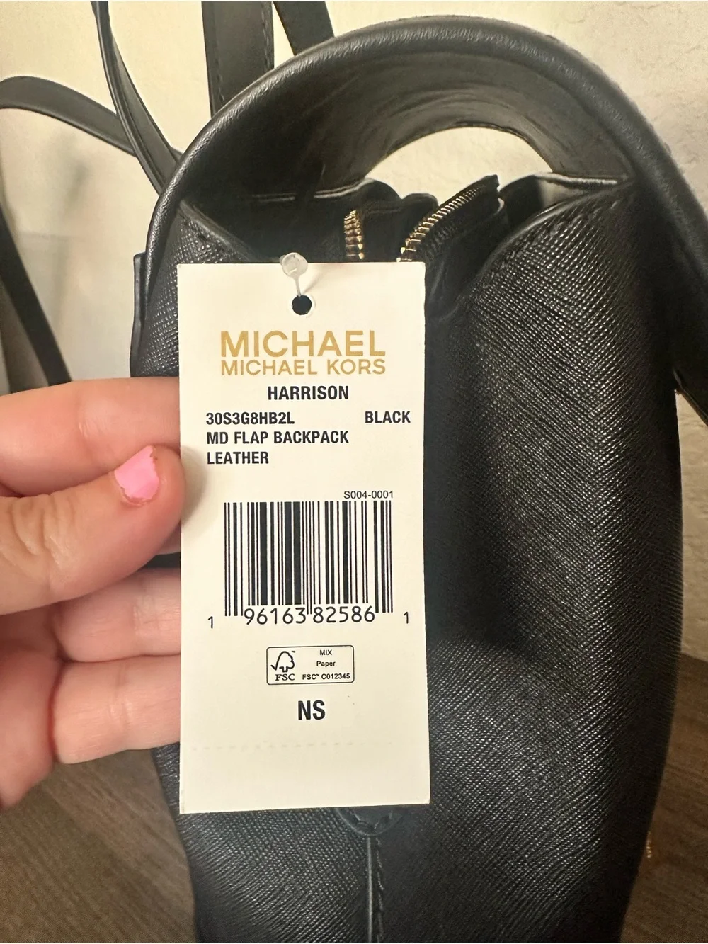 Michael Kors Black Saffiano Leather Mini Backpack with Gold Hardware